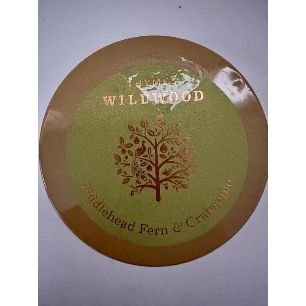 THYMES‎ WILDWOOD FIDDLEHEAD FERN & CRABAPPLE FRAGRANCE CANDLE~METAL TIN 6.5 OZ